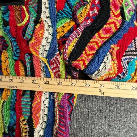 COOGI Australia Women Cardigan Sweater Colorful Knit 3D Large Cotton Pockets